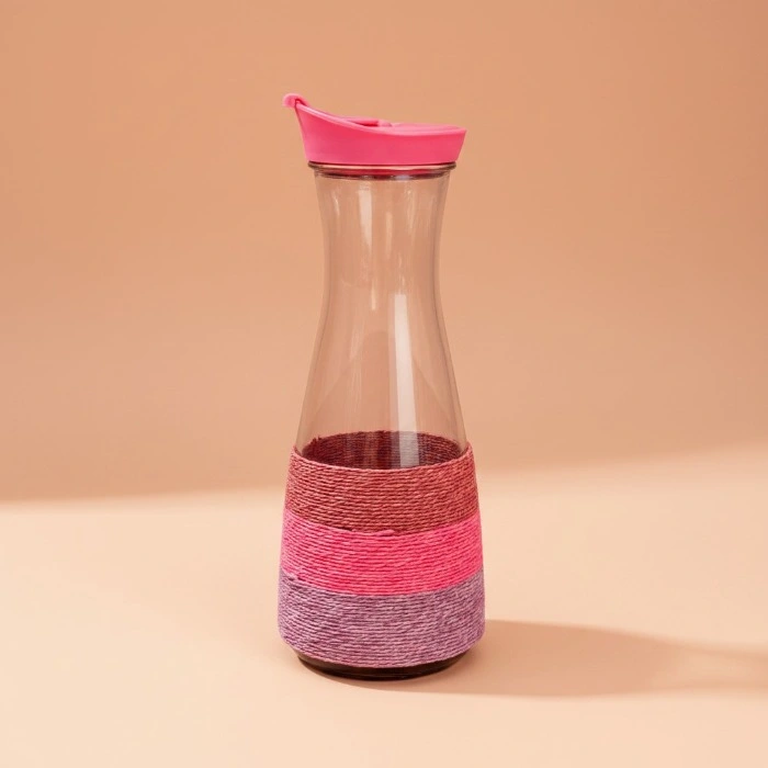 1ltr Glass Juice Jar And Water Carafe With Jute Twine Wrap